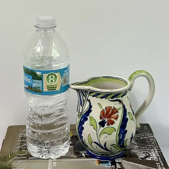 Vintage Floral Italian Ceramic Bud Vase With Handle Multi Flowers Artist Signed - Picture 16 of 16